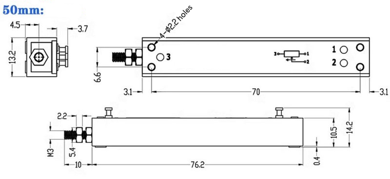 Potentiometric displacement sensor 50mm dimension