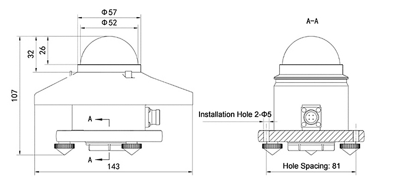 Pyranometer solar radiation sensor size