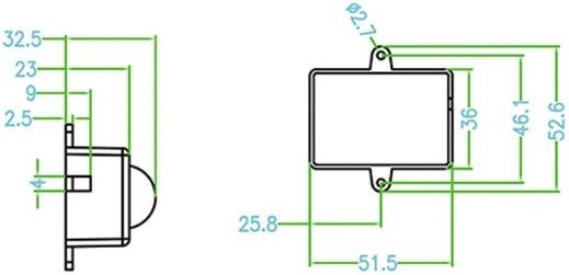 Pyroelectric human infrared sensor size
