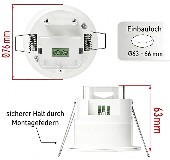 Recessed microwave presence sensor dimension