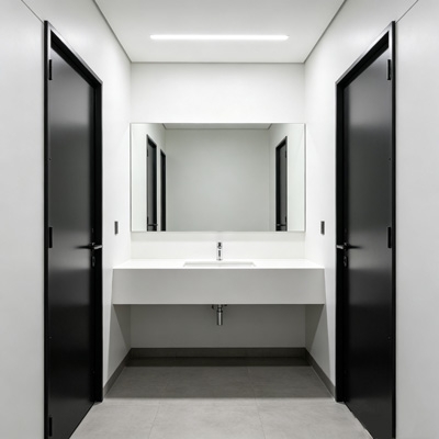 Recessed microwave presence sensor for restrooms