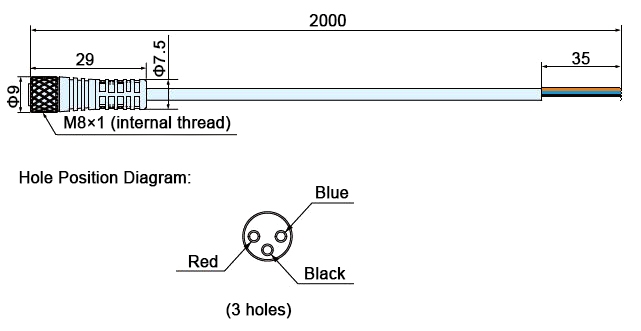 Rectangular photoelectric sensor wire dimension