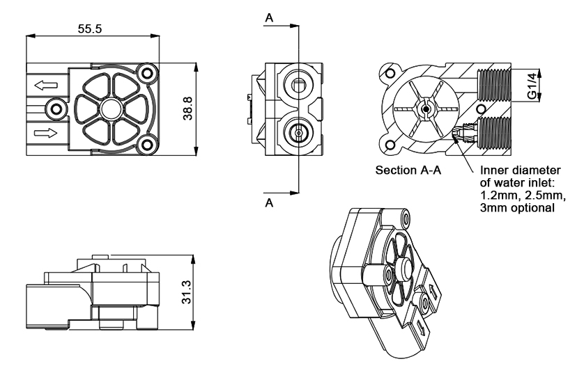 Residential water flow sensor dimension