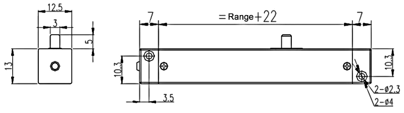 Resistive displacement sensor dimension