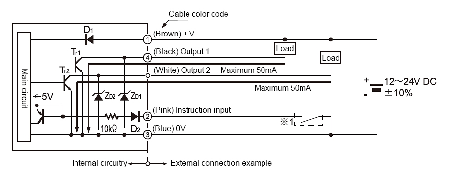 RGB color sensor NPN output wiring diagram