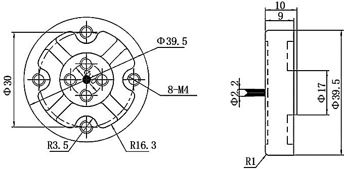Robot joint torque sensor dimension