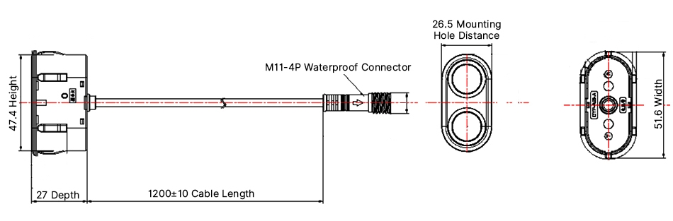 Robot ultrasonic sensor dimensions drawing.