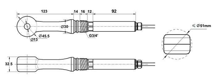Sanitary conductivity sensor size
