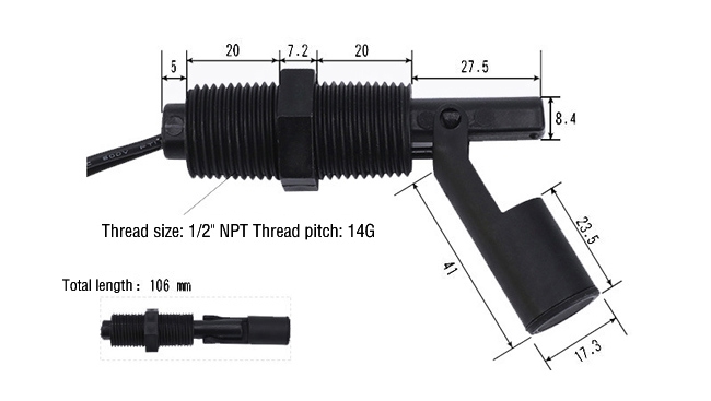 Side mount float switch dimension