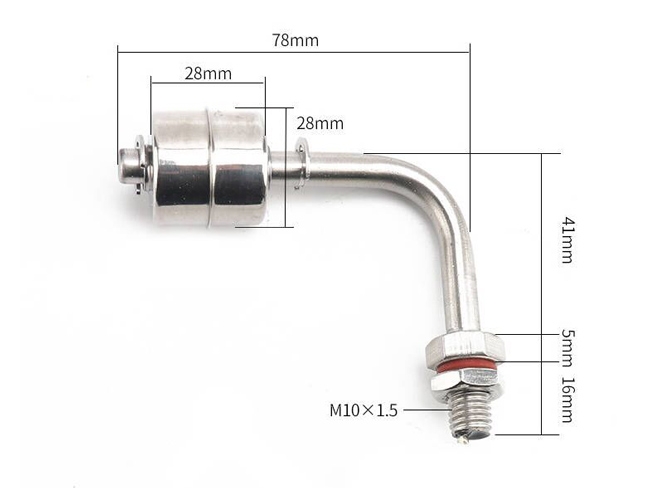 Side mounted float switch dimensions