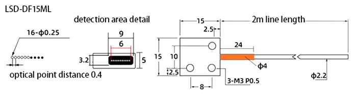 Side sensing fiber optic sensor dimension