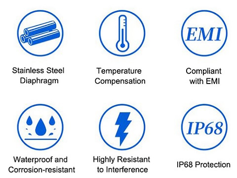 Silicon piezoresistive pressure sensor feature