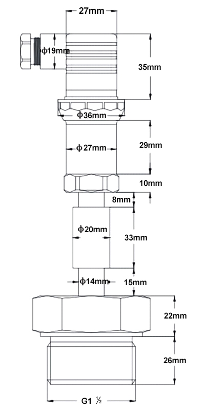 Silicon pressure sensor dimension