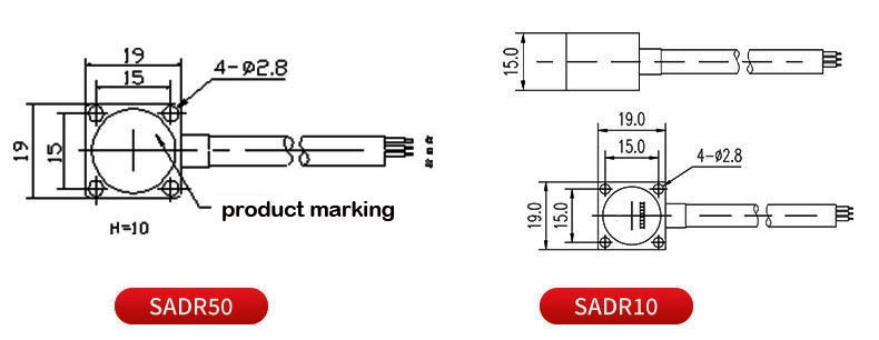 Single axis accelerometer sensor 10g 50g dimension