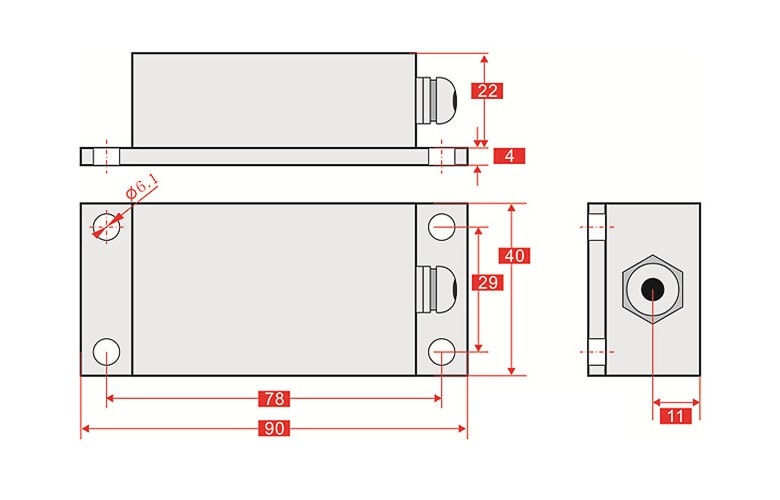 Single axis inclinometer sensor dimension