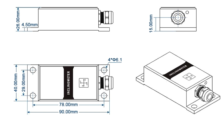 Single axis tilt sensor dimension