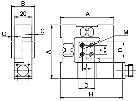 Size of 3 axis force sensor