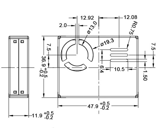 Size of laser particulate matter sensor