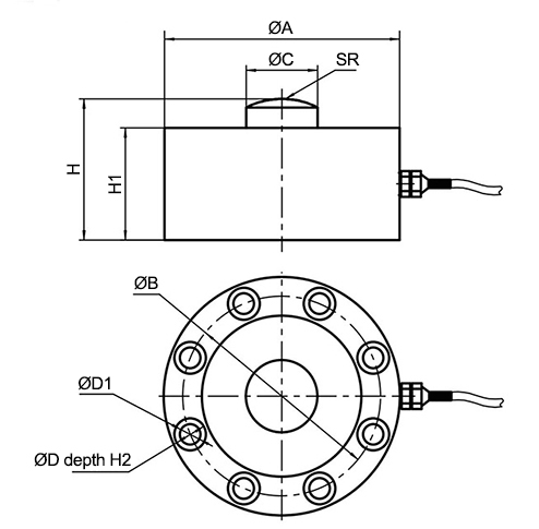 Size of pancake load cell