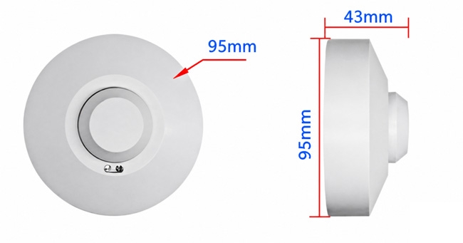 Smart home presence sensor dimension diagram showing size specifications