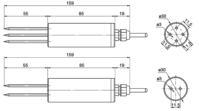 Soil electrical conductivity sensor dimension
