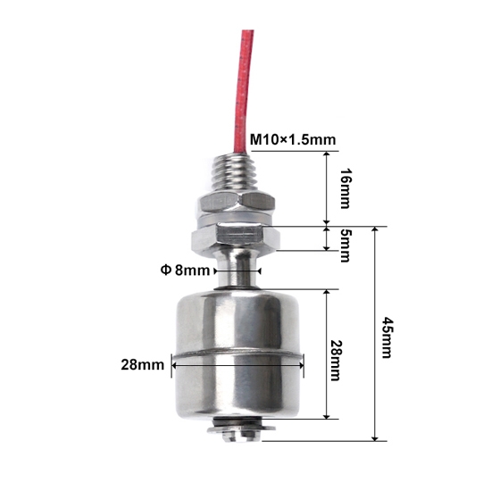 Stainless steel float liquid level sensor dimensions
