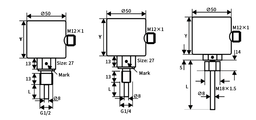 Stainless steel flow switch dimension