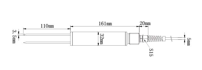 TDR soil moisture sensor size and detail