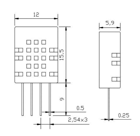 Temperature humidity sensor modbus size