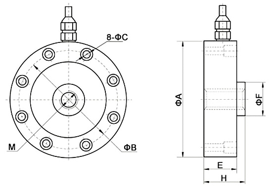 Tension compression load cell spoke type dimension