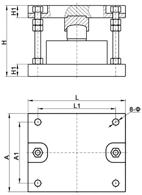 Tension compression load cell spoke type module dimensions