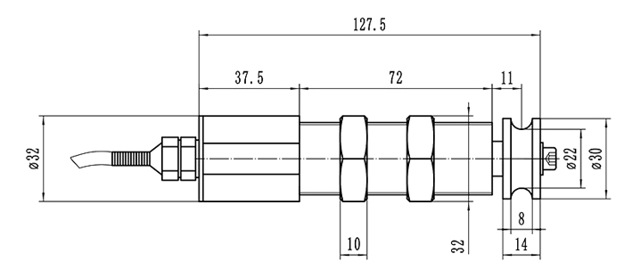 Tension force sensor for fiber optic size