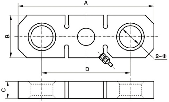 Tension load cell for crane dimension