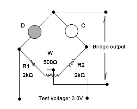 Thermal conductivity gas sensor basic test circuit