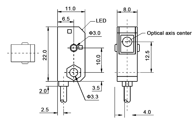 Through beam photoelectric sensor dimension