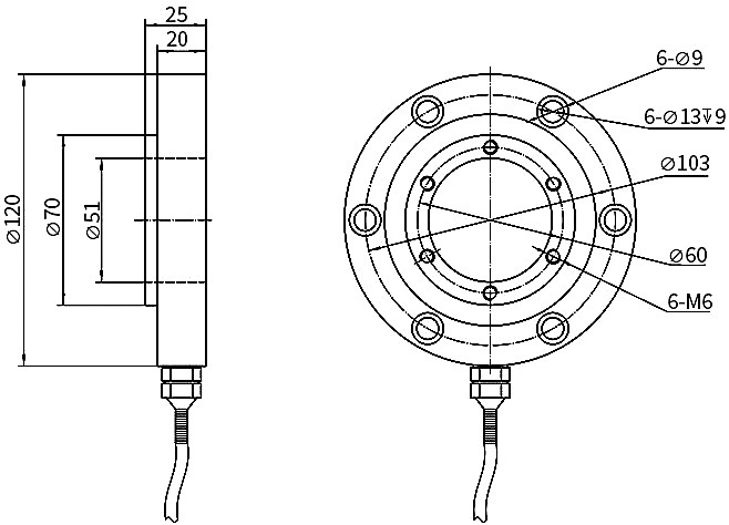 Through hole load cell size
