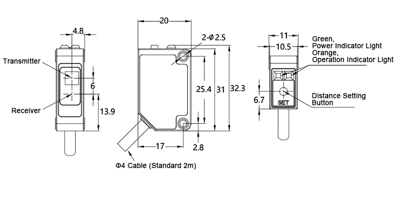 TOF distance sensor dimension