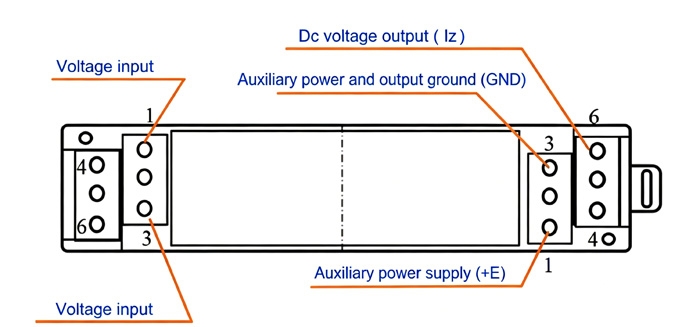 True RMS voltage sensor wiring diagram AC DC 500V input 4-20mA output