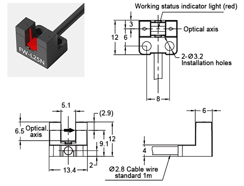 U type photoelectric sensor L25 size