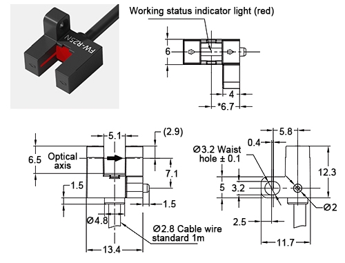 U type photoelectric sensor R25 size