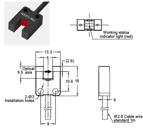 U type photoelectric sensor U25 size