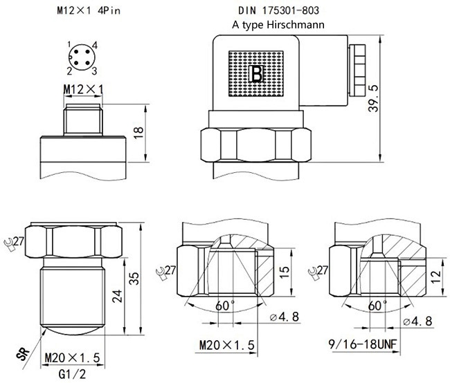 Ultra high pressure transmitter connection dimensions