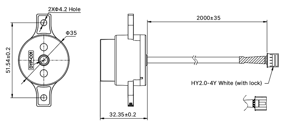 Ultrasonic communication sensor dimensions drawing.