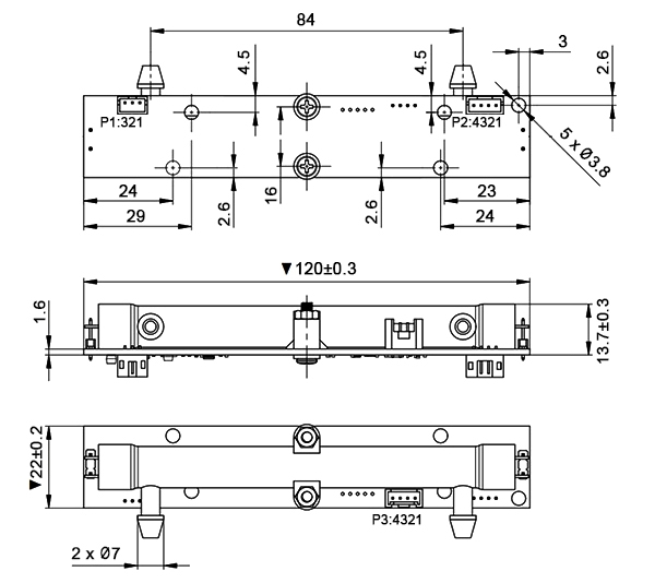 Ultrasonic gas flow sensor long type dimension