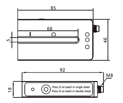 Ultrasonic label sensor dimension