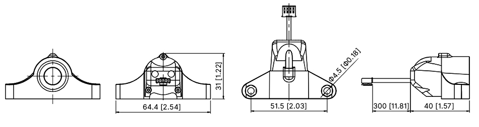 Ultrasonic presence sensor dimensions drawing.