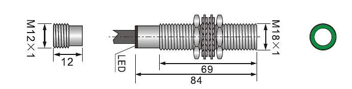 Ultrasonic sensor for distance measurement dimension