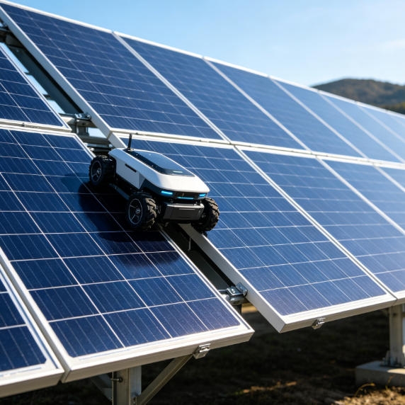 Ultrasonic sensor module enabling edge detection and obstacle avoidance for solar panel cleaning robots.

