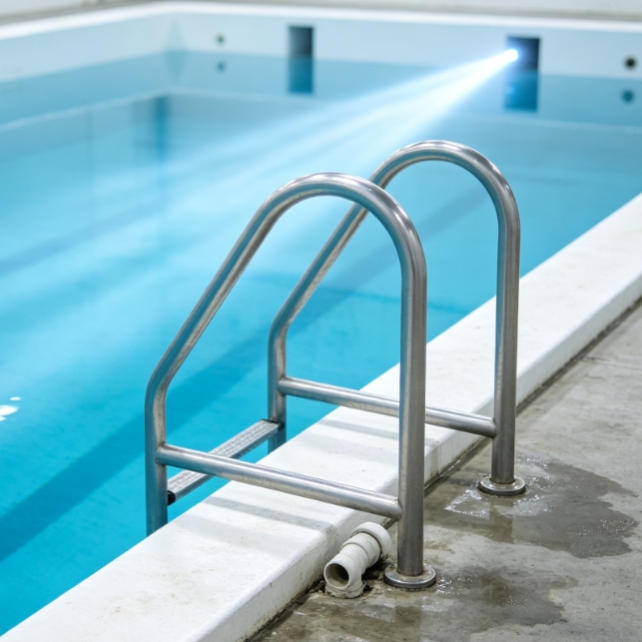 Ultrasonic level sensor installed above a water treatment clarifier tank for accurate liquid height monitoring and process control