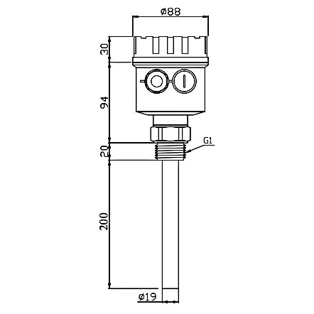 Vibrating rod level switch dimension